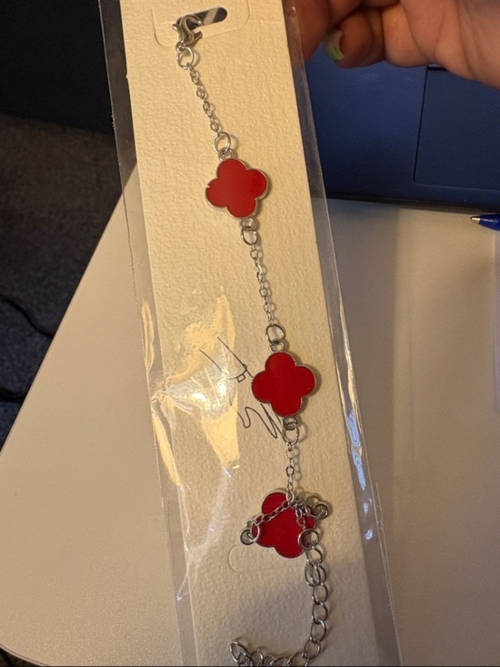 Fashion Red Clover Charm Bracelet - Women Jewelry